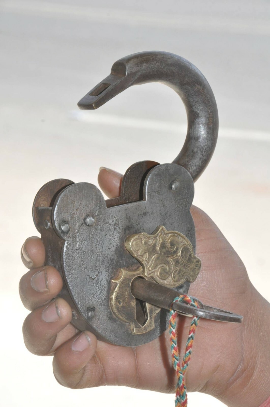 Vintage Iron Handcrafted Unique Shape Solid Iron Padlock