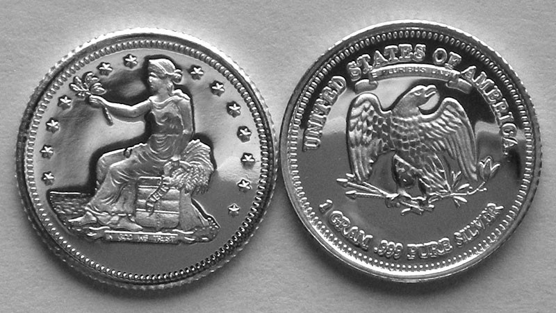 (25) 1 GRAM 0.999+ PURE SILVER ROUNDS OF THE TRADE DOLLAR DESIGN b5