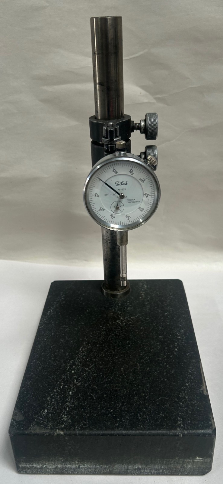 Vintage Teclock Dial Indicator w/ Heavy Granite Indicator Stand Base (D)