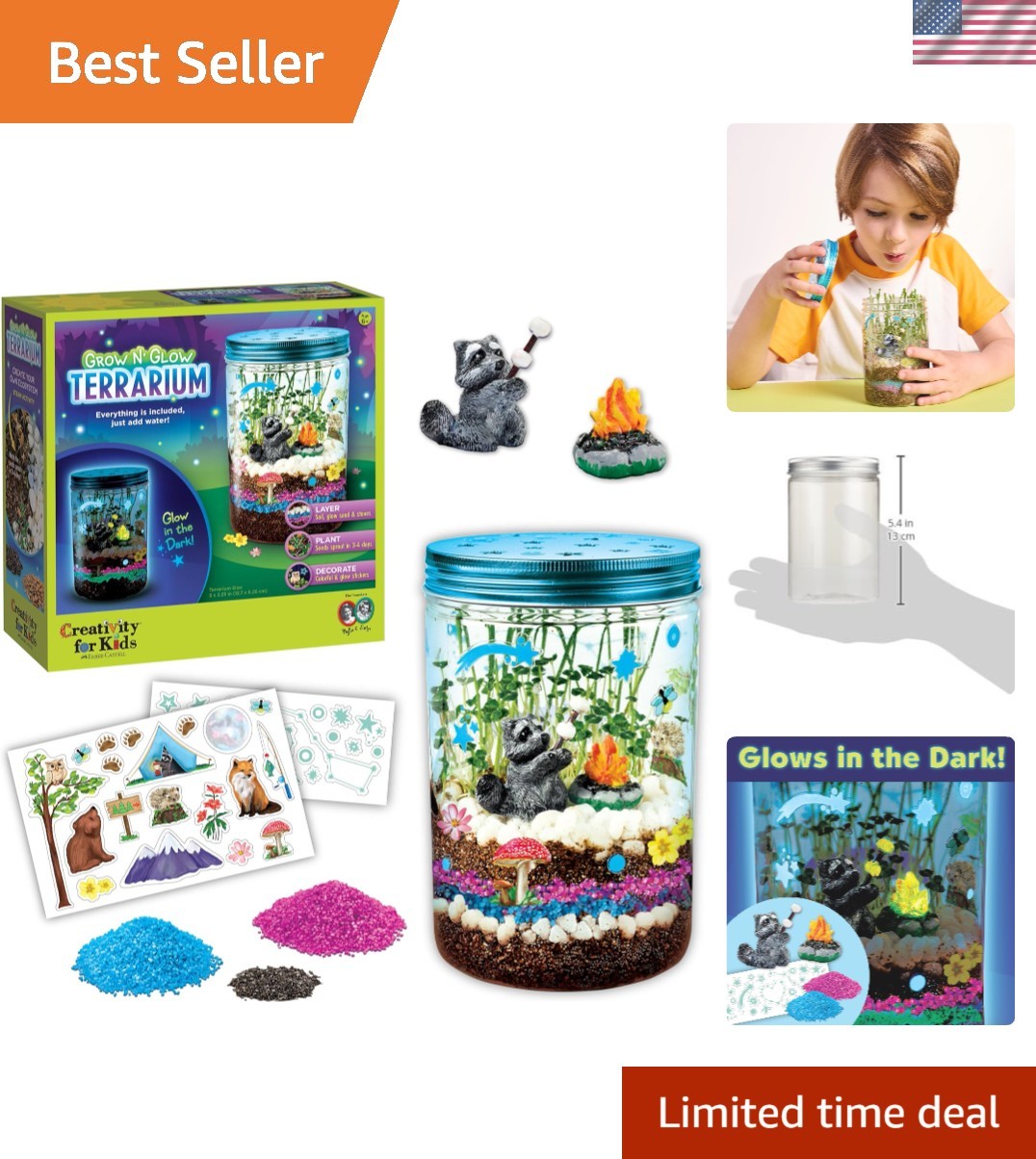 Engaging Grow 'N Glow Terrarium Kit - Educational Craft Project for Kids 6-8!