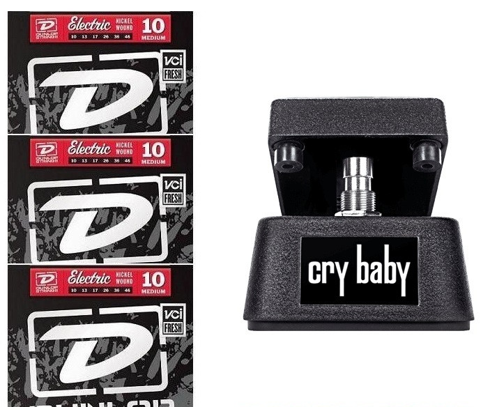Jim Dunlop Cry Baby Mini Wah Pedal CBM95 Half Size ( 3 SETS OF GUITAR STRINGS )