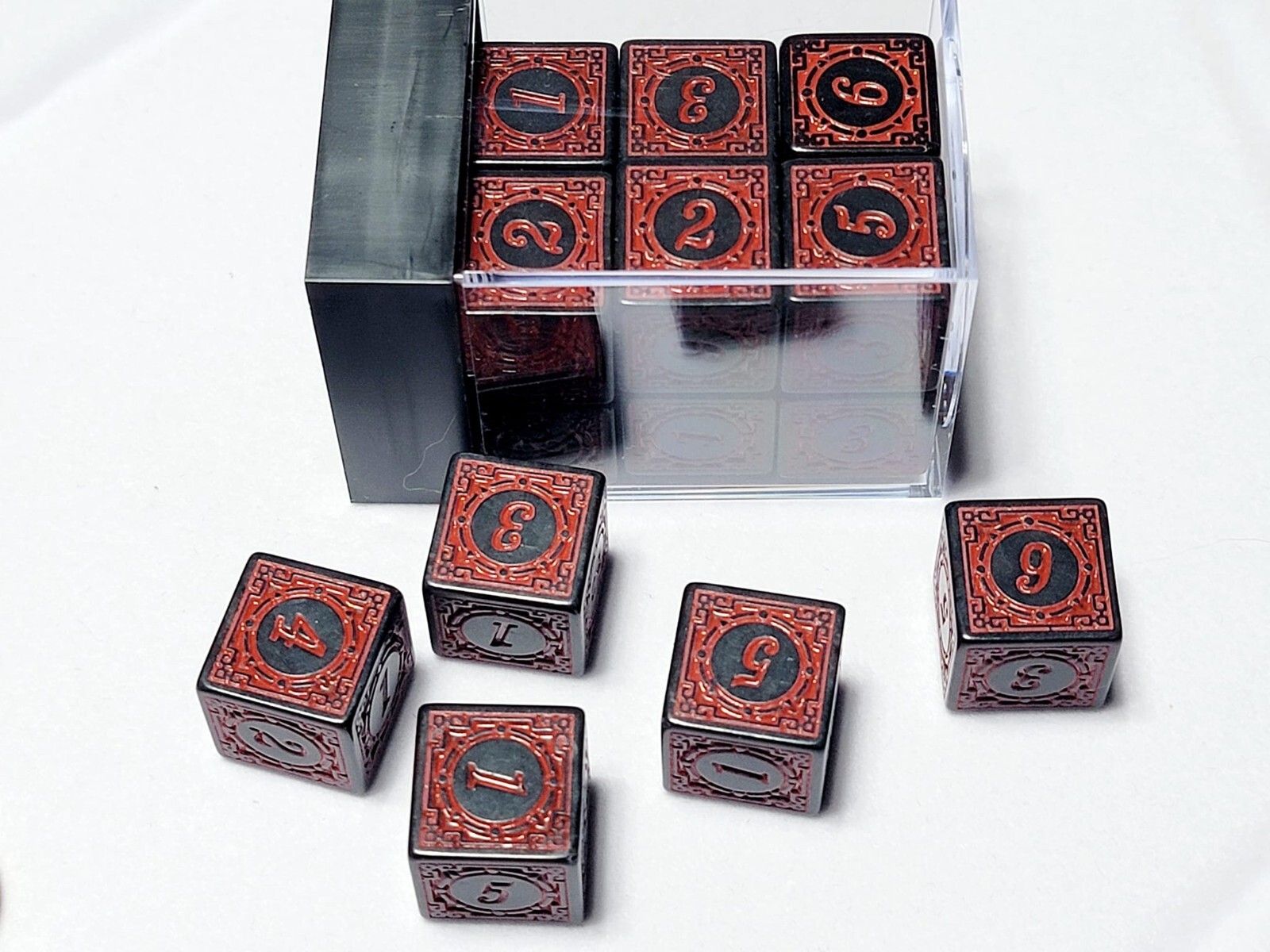 Antique Red d6s DnD Dice Set | Dungeons and Dragons | 12 Dice RPG Set