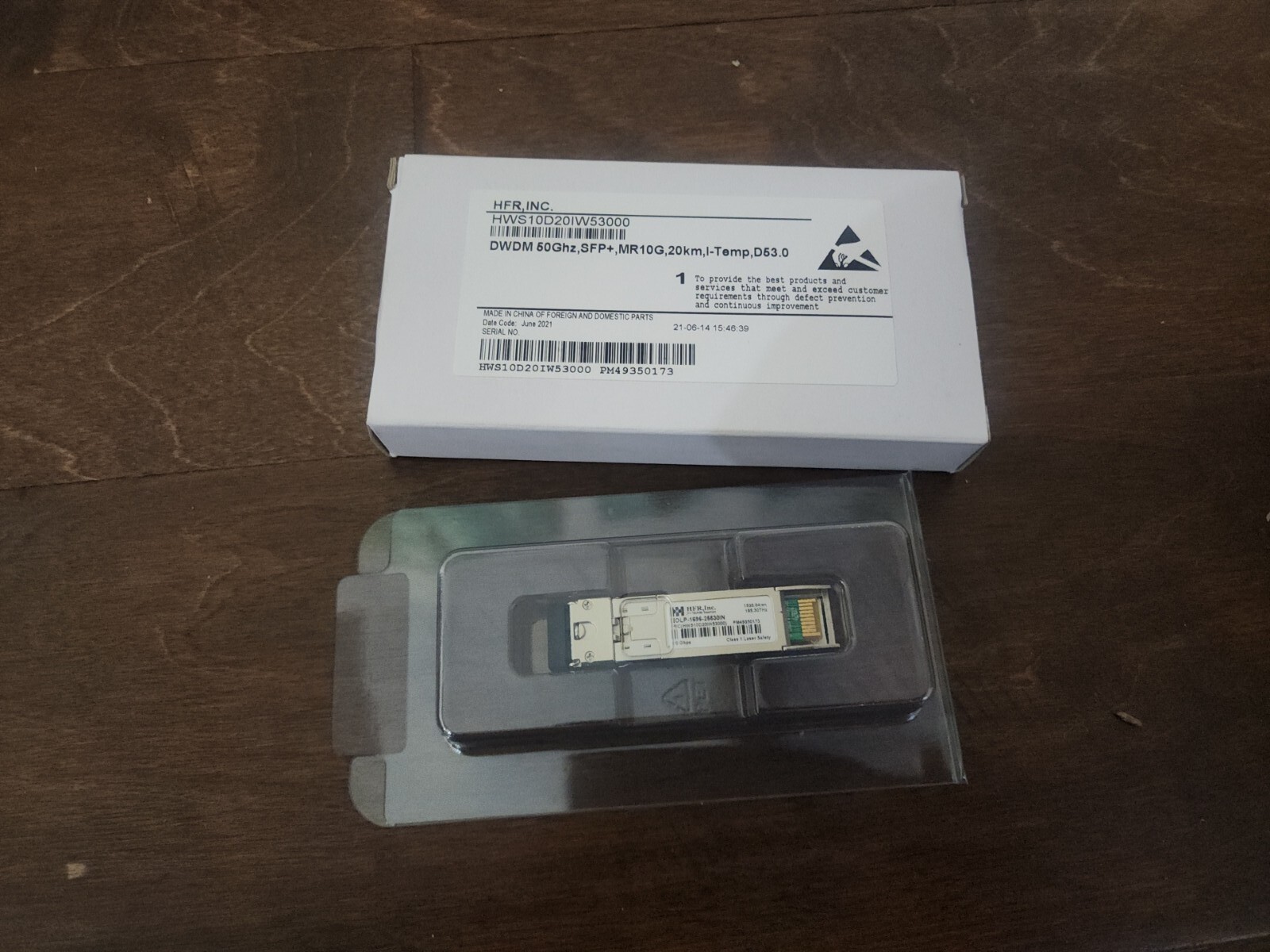 HFR EOLP-1696-26630IN SFP HWIS10D20IW53000 DWDM 50Ghz SFP+ MR10G 20km I-Temp D53