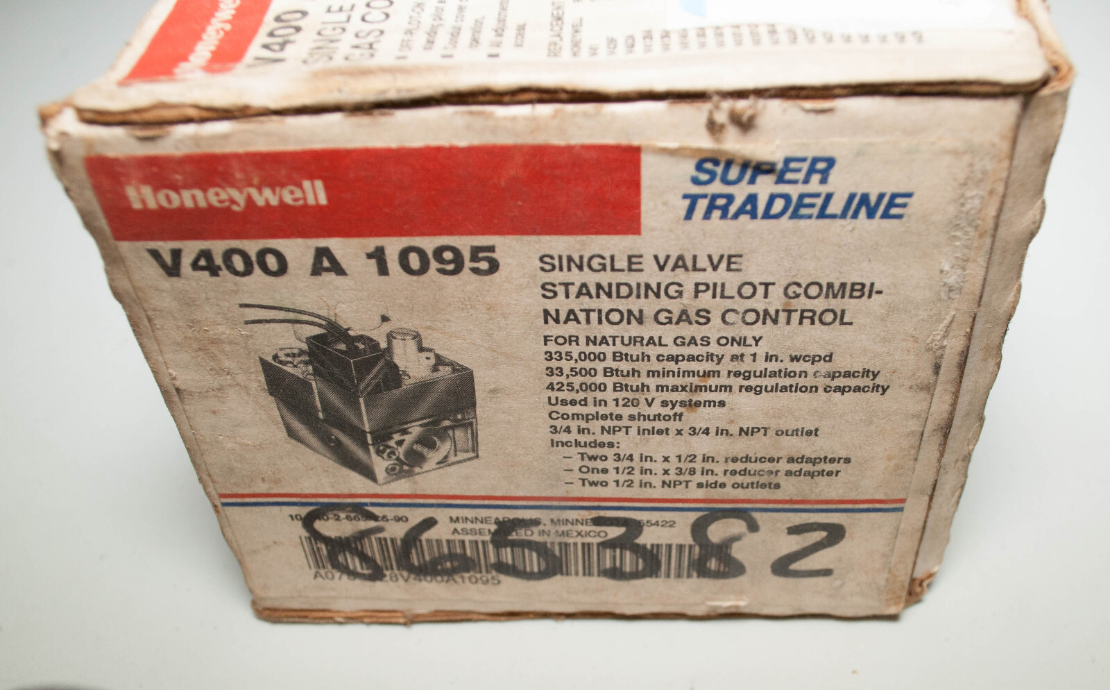 Honeywell V400A1095 Single Valve Standing Pilot Combination Gas Control