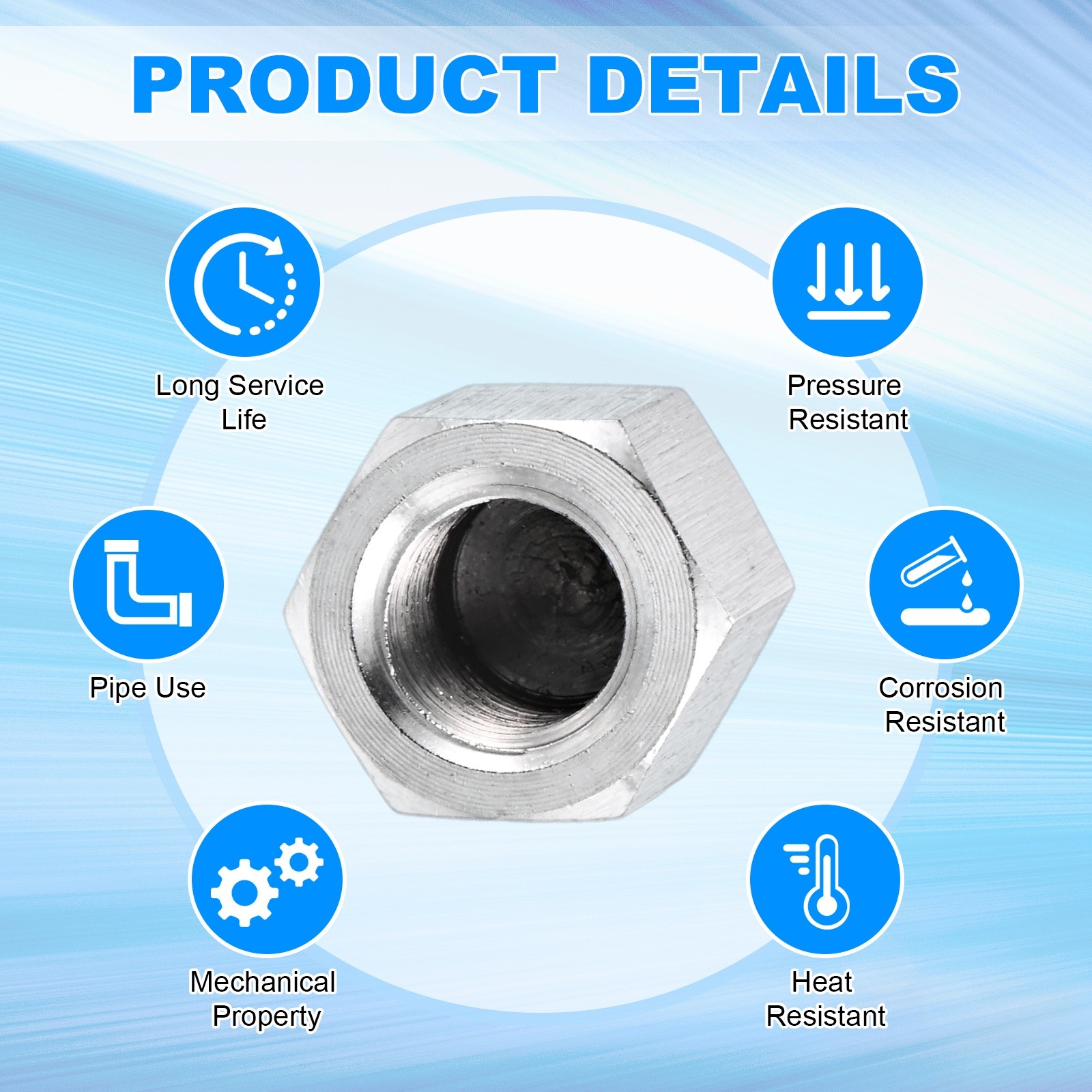 2-Pack Hex End Cap, 1/8 Inch PT Female Thread Pipe Fitting