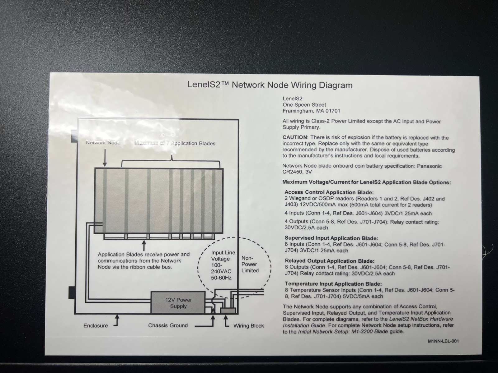 Lenel S2 Access Network Node Wall Mount Model 94592