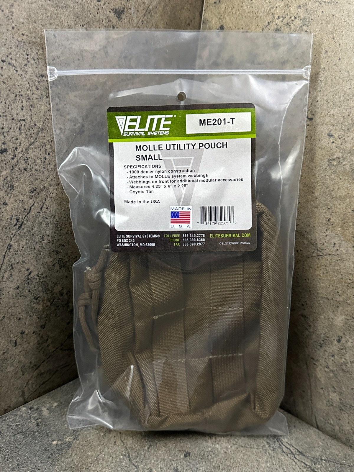 Elite Survival MOLLE General Utility Admin Pouch - Small - Tan