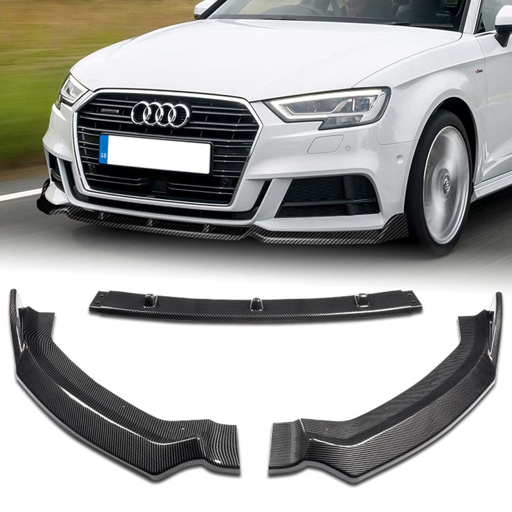 5PCS Front Bumper Lip Skirt Diffuser for Audi A3 S3 S Line 2017 2020 Carbon
