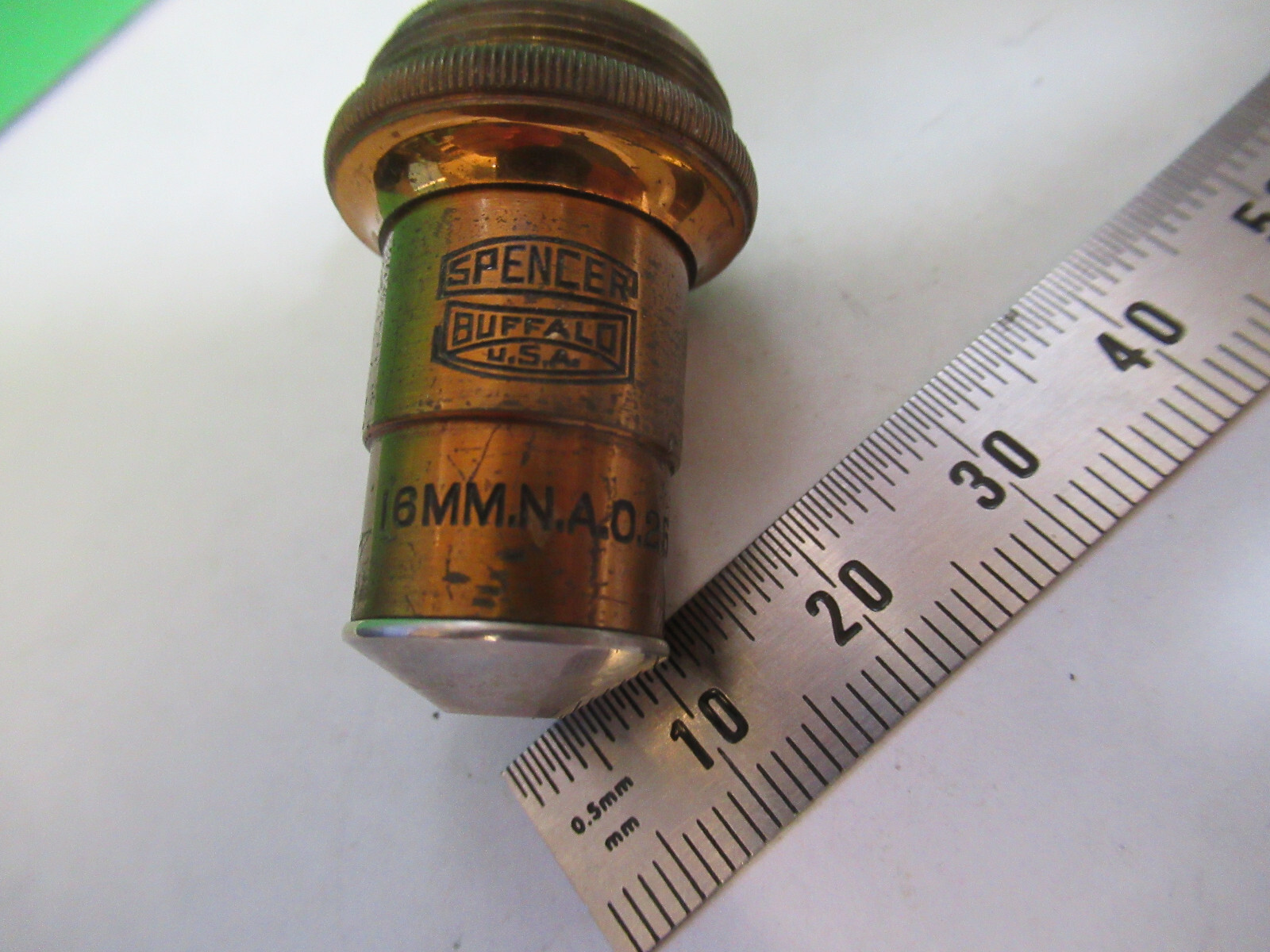 ANTIQUE BRASS OBJECTIVE SPENCER 10X MICROSCOPE OPTICS AS PICTURED Z7-FT-76