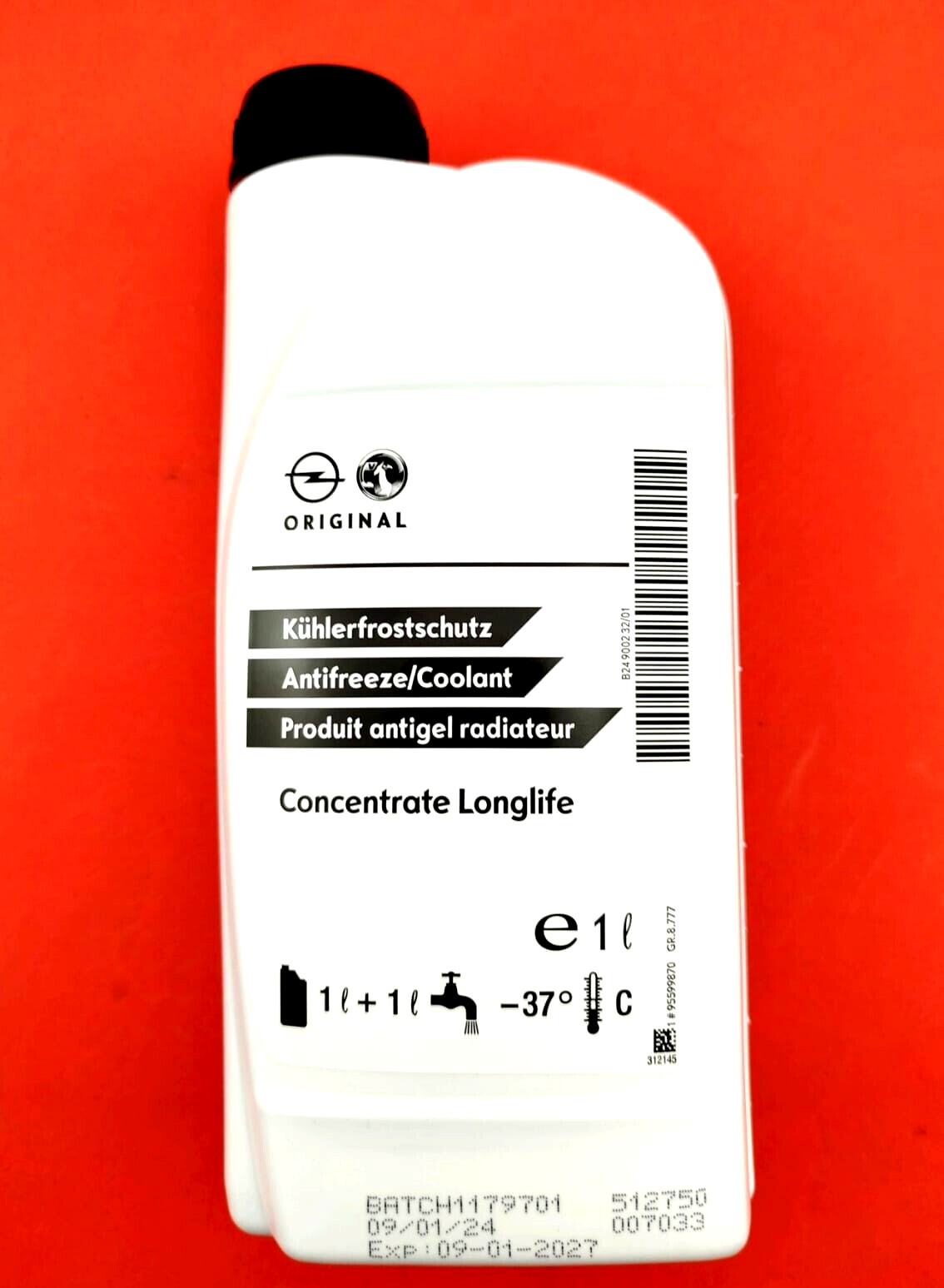 Original Opel radiator antifreeze concentrate 1 liter to -37° C blue - 95599870