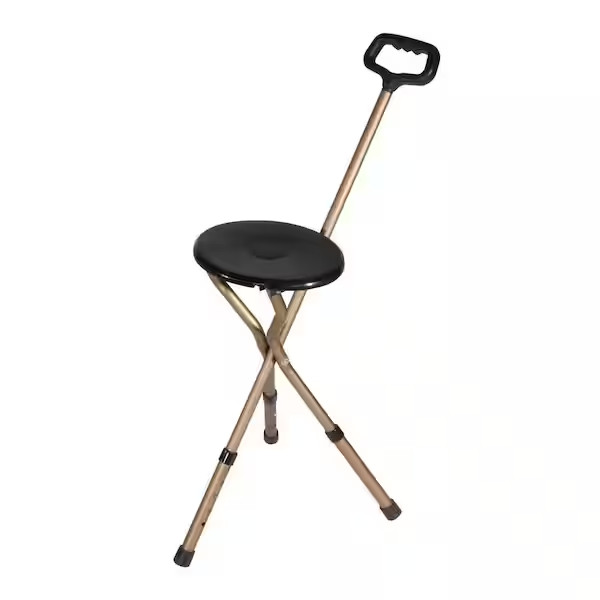 Foldable Cane Chair Seat Folding Portable Stool Lightweight Adjustable Height
