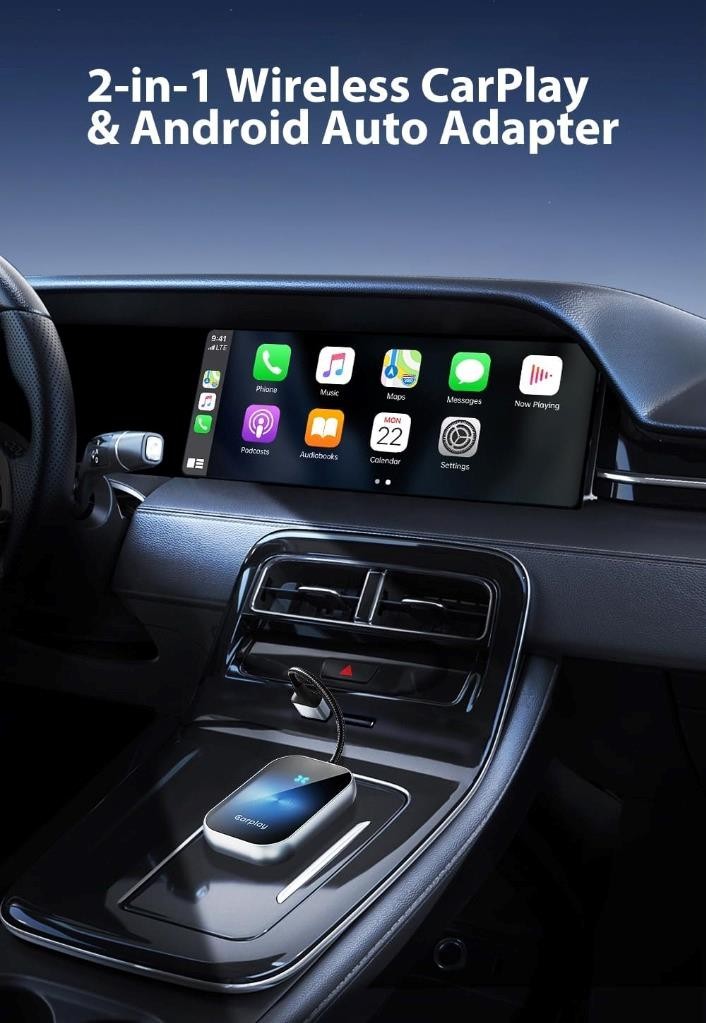 New Wireless CarPlay Android Auto Adapter 2-in-1 USB Mini Dongle Plug & Play