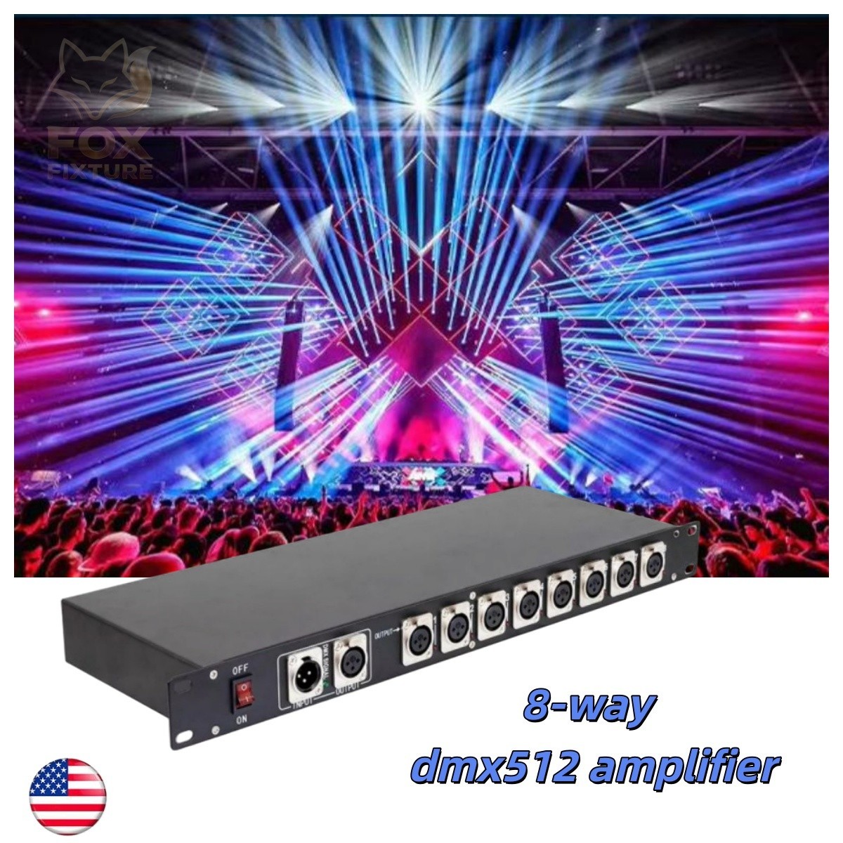 US1:8 way dmx512 distributor 3pin XLR dmx signal amplifier splitter for DJ light