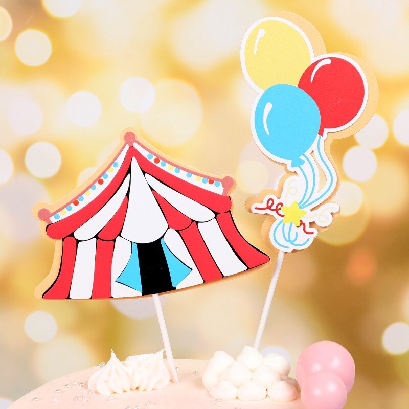 5 PCs Circus Cupcake Topper Set Birthday Cake Decorations