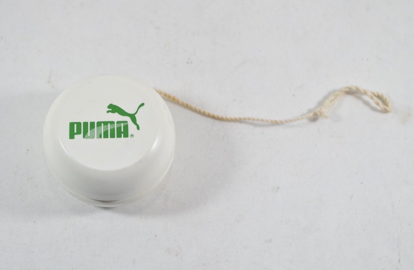 NOS Vintage 80s Puma Spell Out Classic Logo Promotional Yo-Yo Toy White Green