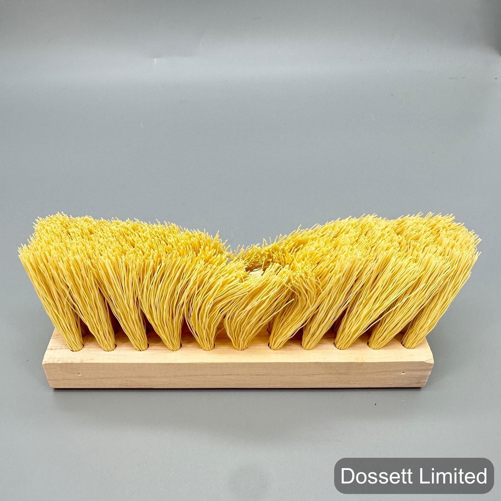DQB Roof Brush Head Yellow Plastic Bristles Wood Block Outdoor Cleaning 11958