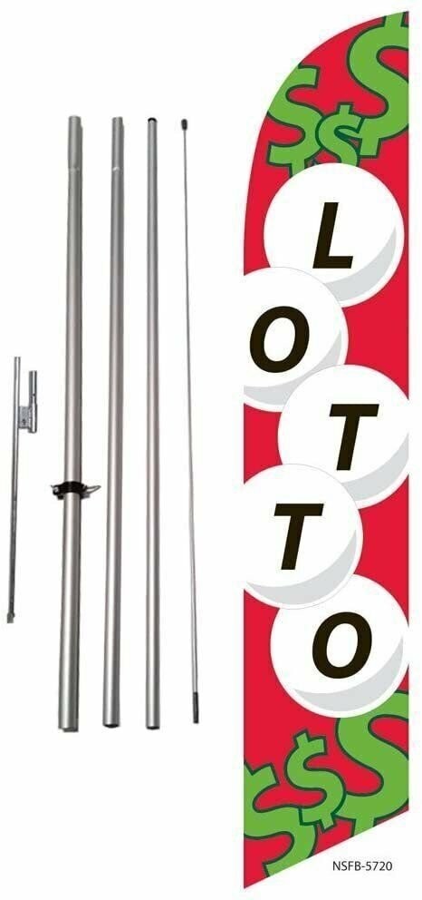 State Lotto Market Advertising Feather Banner Swooper Flag Kit, Includes Pole...