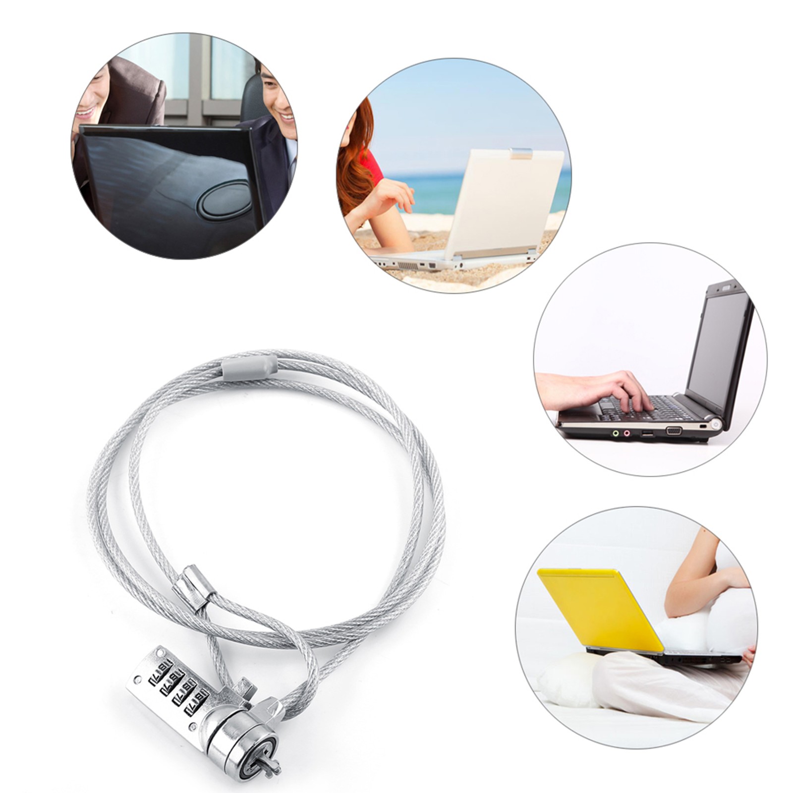 Laptop Combination Security Lock Cable Chain Theft Deterrent 4 Digit