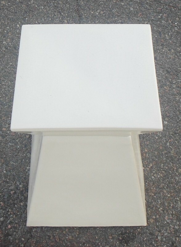 VTG White CERAMIC Garden Stool ACCENT TABLE Plant Stand BOHO CHIC MODERN
