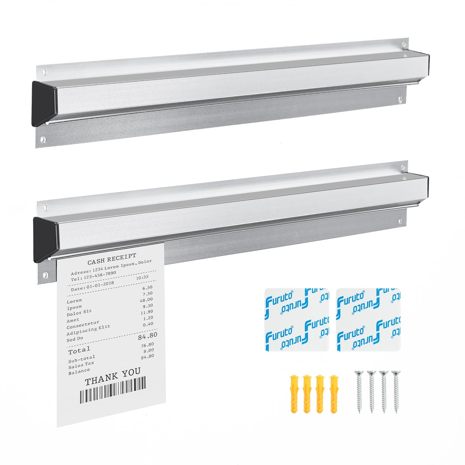 2 PCS Restaurant Ticket Holder Order Receipt Rail Display Slide 16 Inch