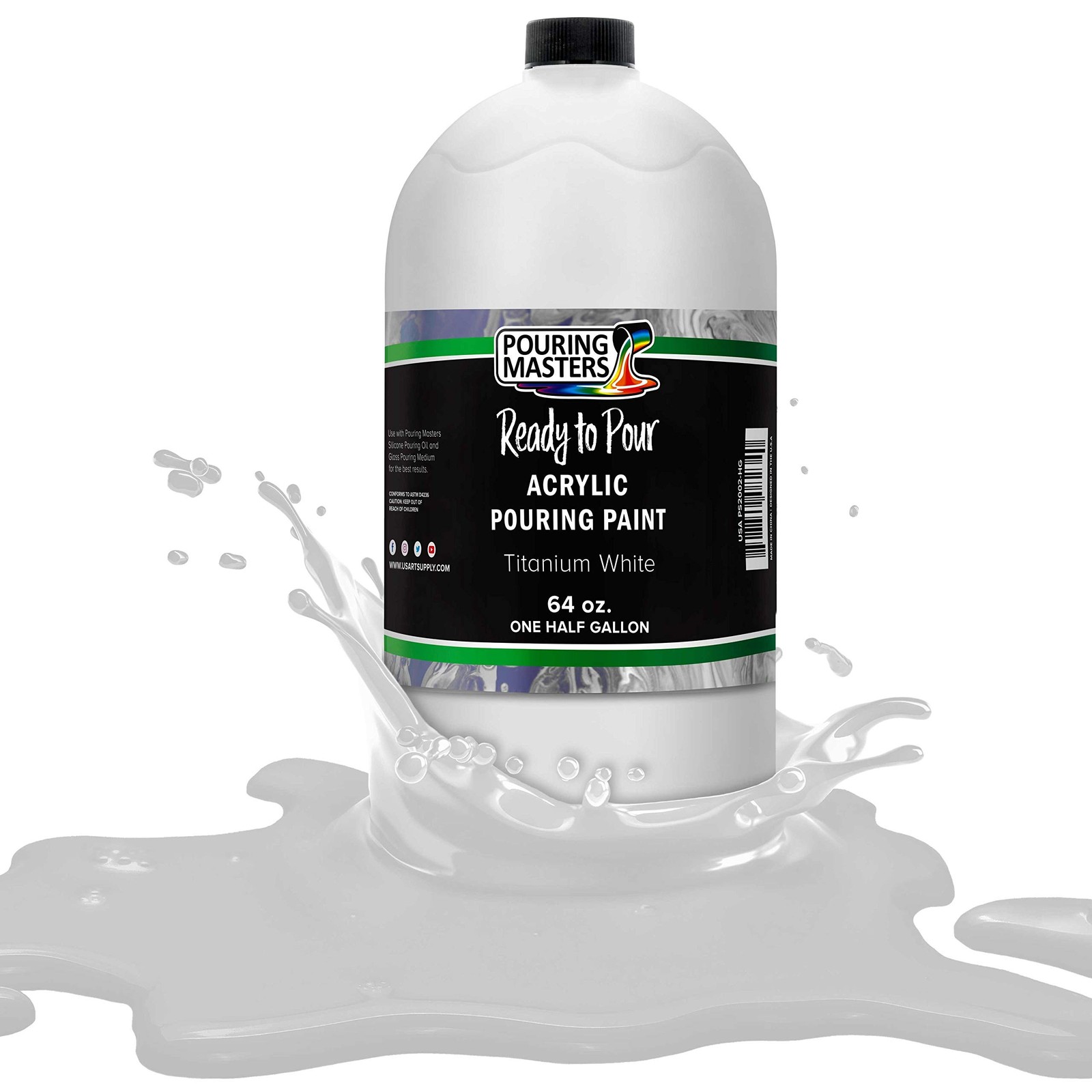 POURING MASTERS Titanium White Acrylic Ready to Pour Pouring Paint - Premium ...