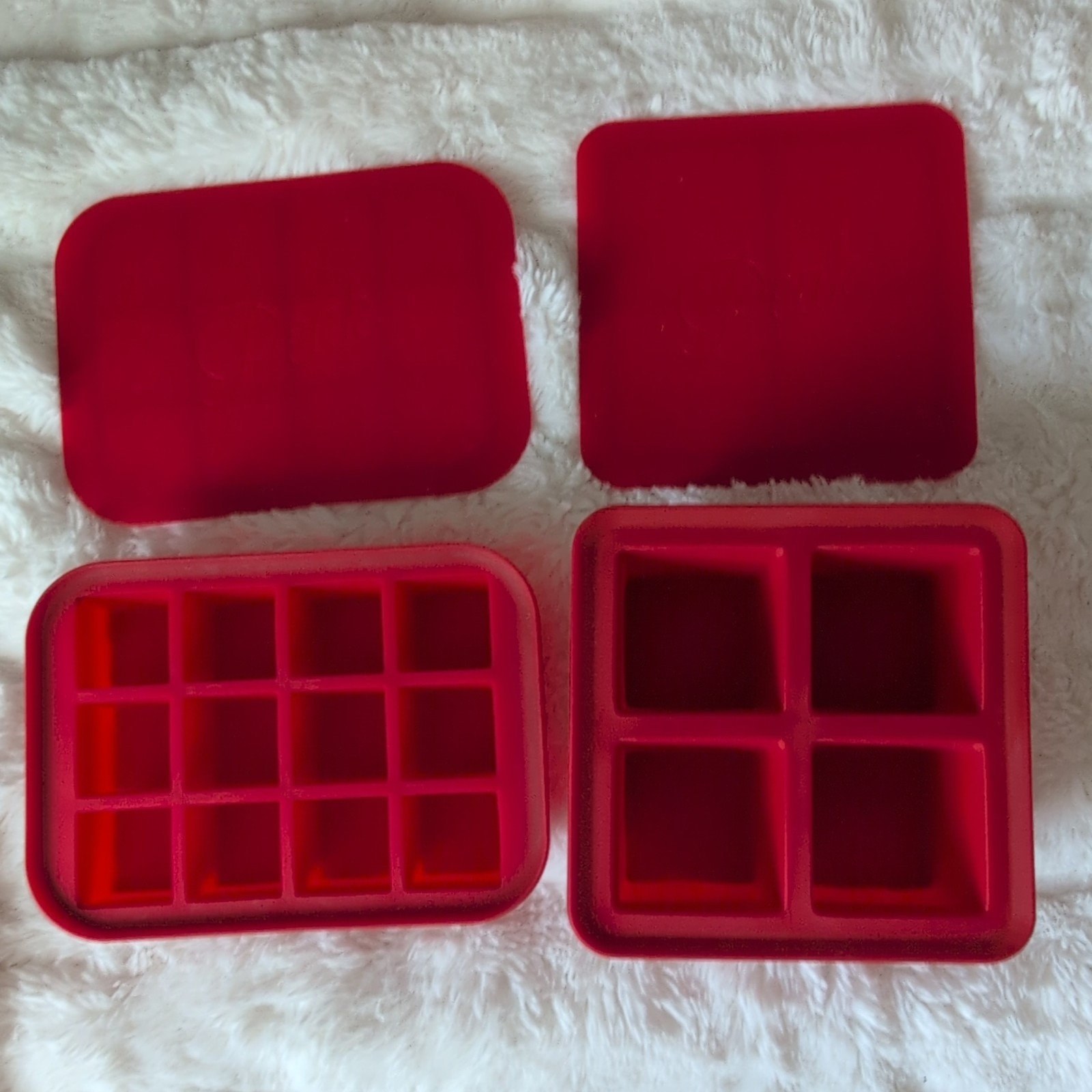 Assorted Silicone Stackable Ice Cube Trays and molds Red and Gray