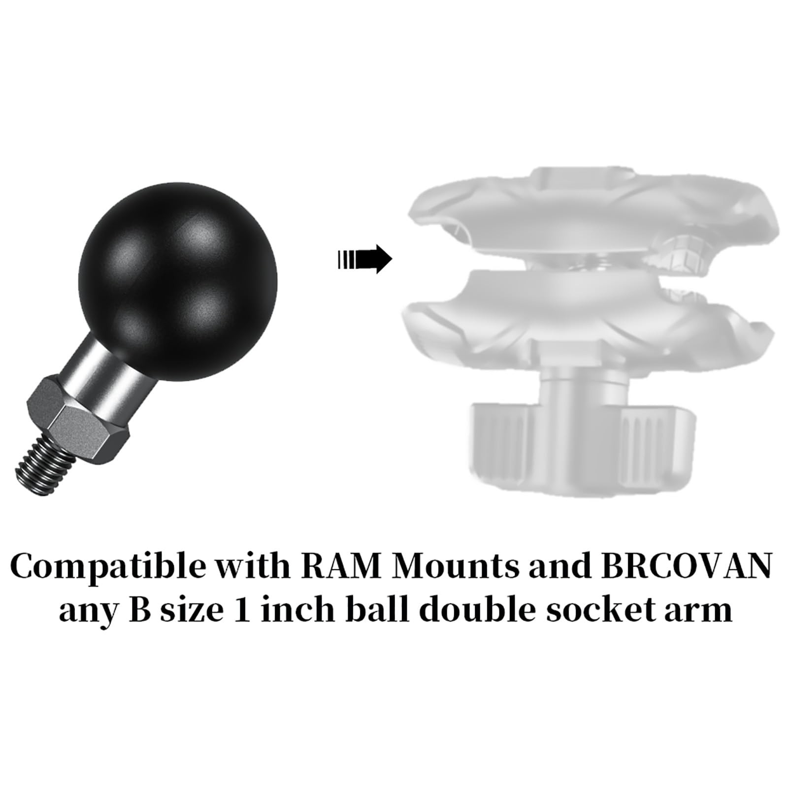 1 inch Ball Mount with M6 x 1.0mm Threaded Post Compatible with RAM Mounts So
