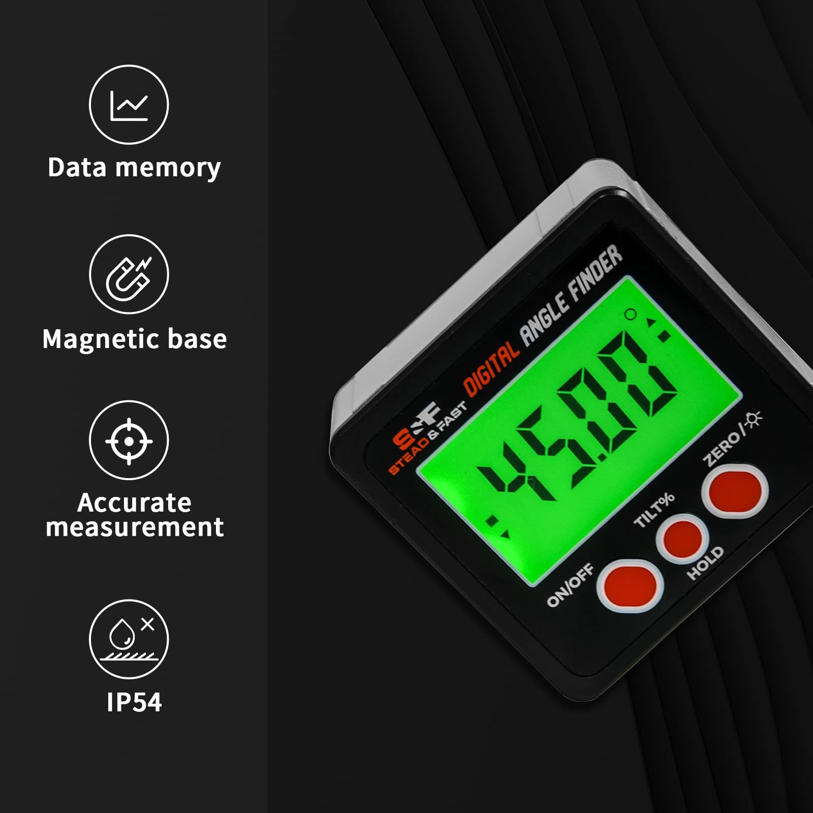 Digital Angle Finder Magnetic with Case & Backlit LCD