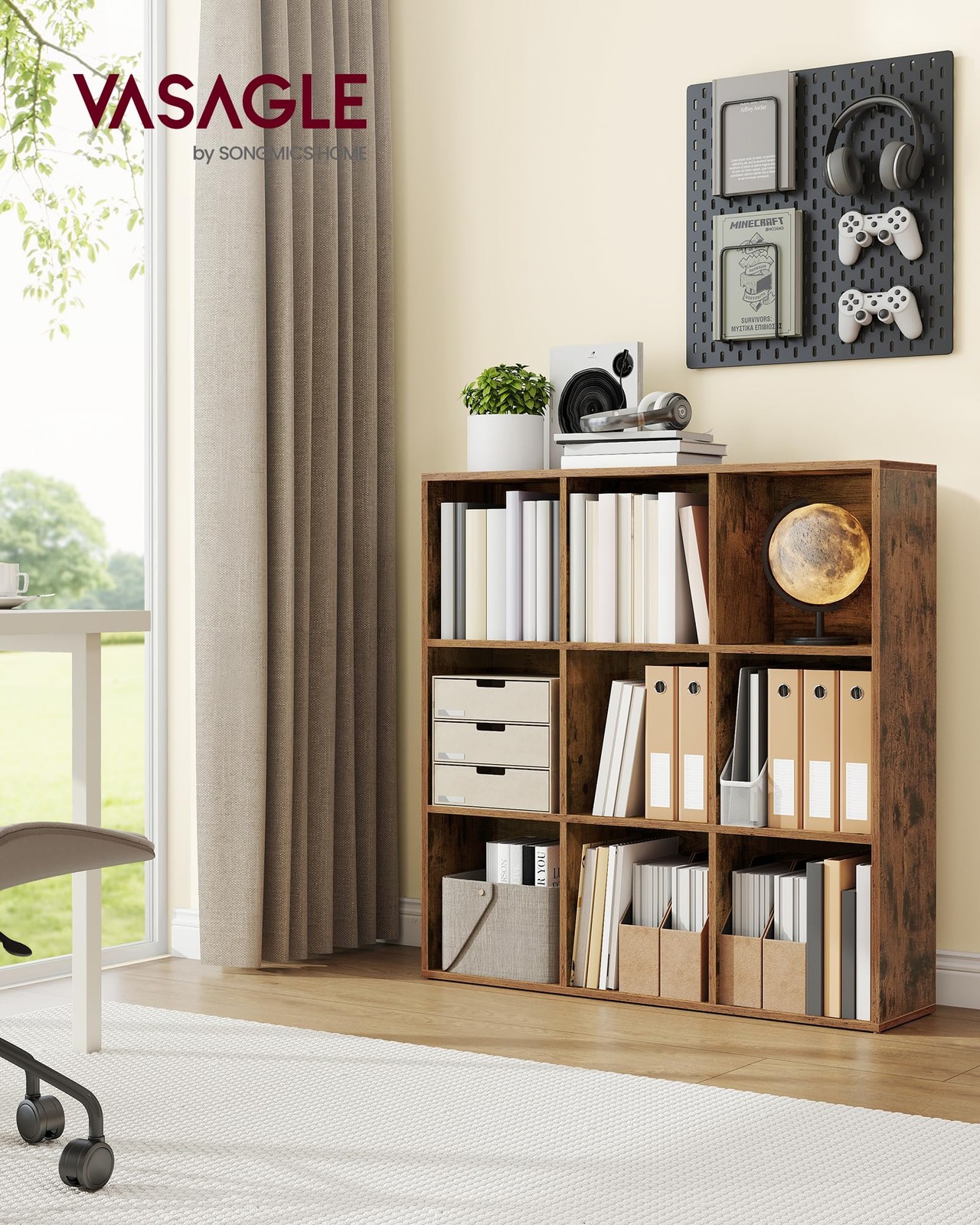 Custos Collection - Bookshelf, Bookcase, Cube Shelf with 9 Compartments, 9.4 ...