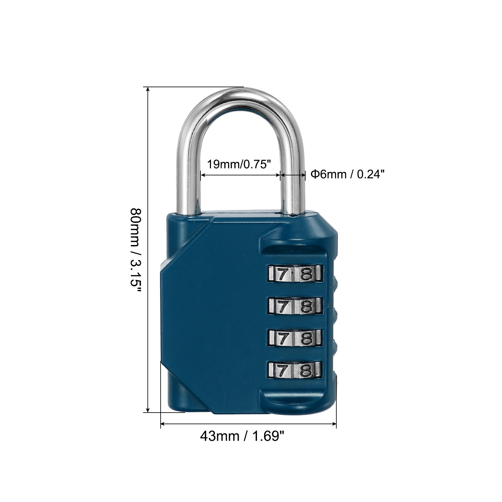 3" Long 4 Digit Lock Combination Waterproof Zinc Alloy Resetable #1
