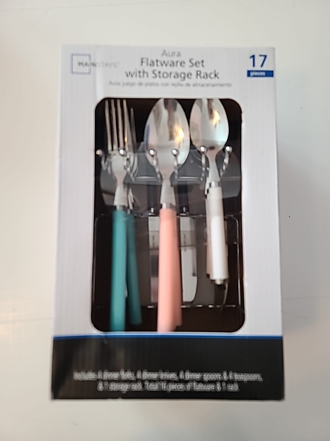 NEW Aura Flatware Set With Storage Rack Silverware 17 Pieces