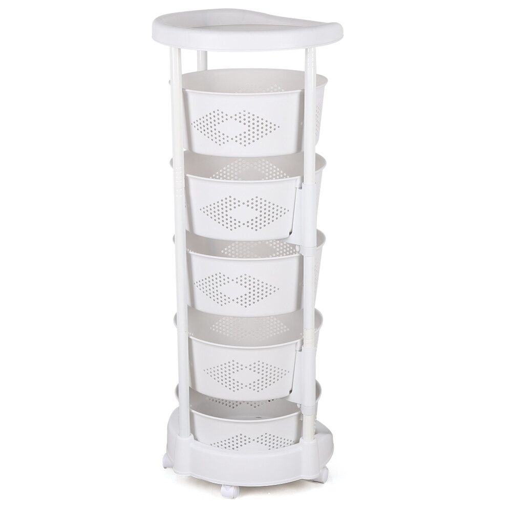 5-Tier Rotating Kitchen Organizer Rack With Fruit & Vegetable Storage Wheels