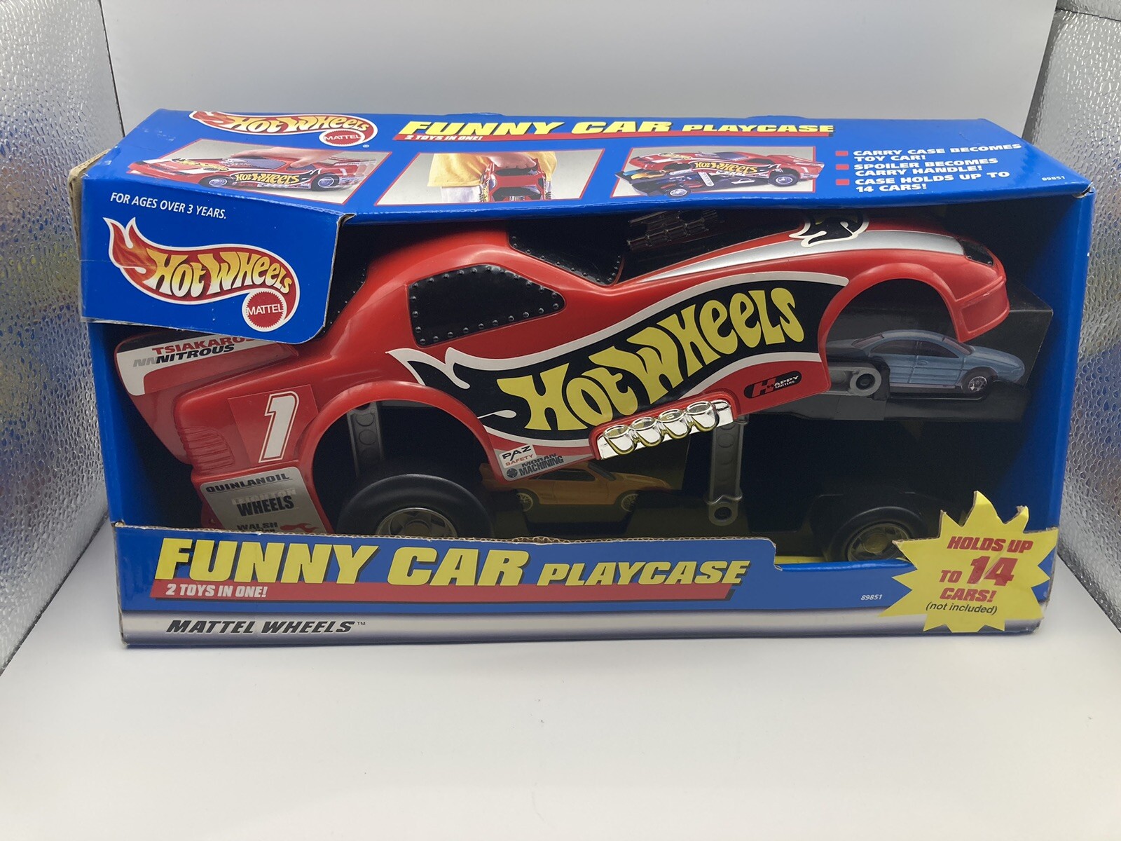 Hot Wheels Funny Car Playcase Carrying Case Holds 14 Cars Mattel 1999 Vintage