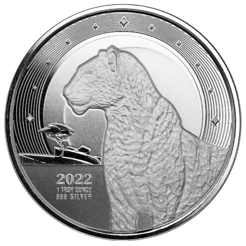 2022 Silver 1 oz Republic of Ghana African Leopard BU Coin