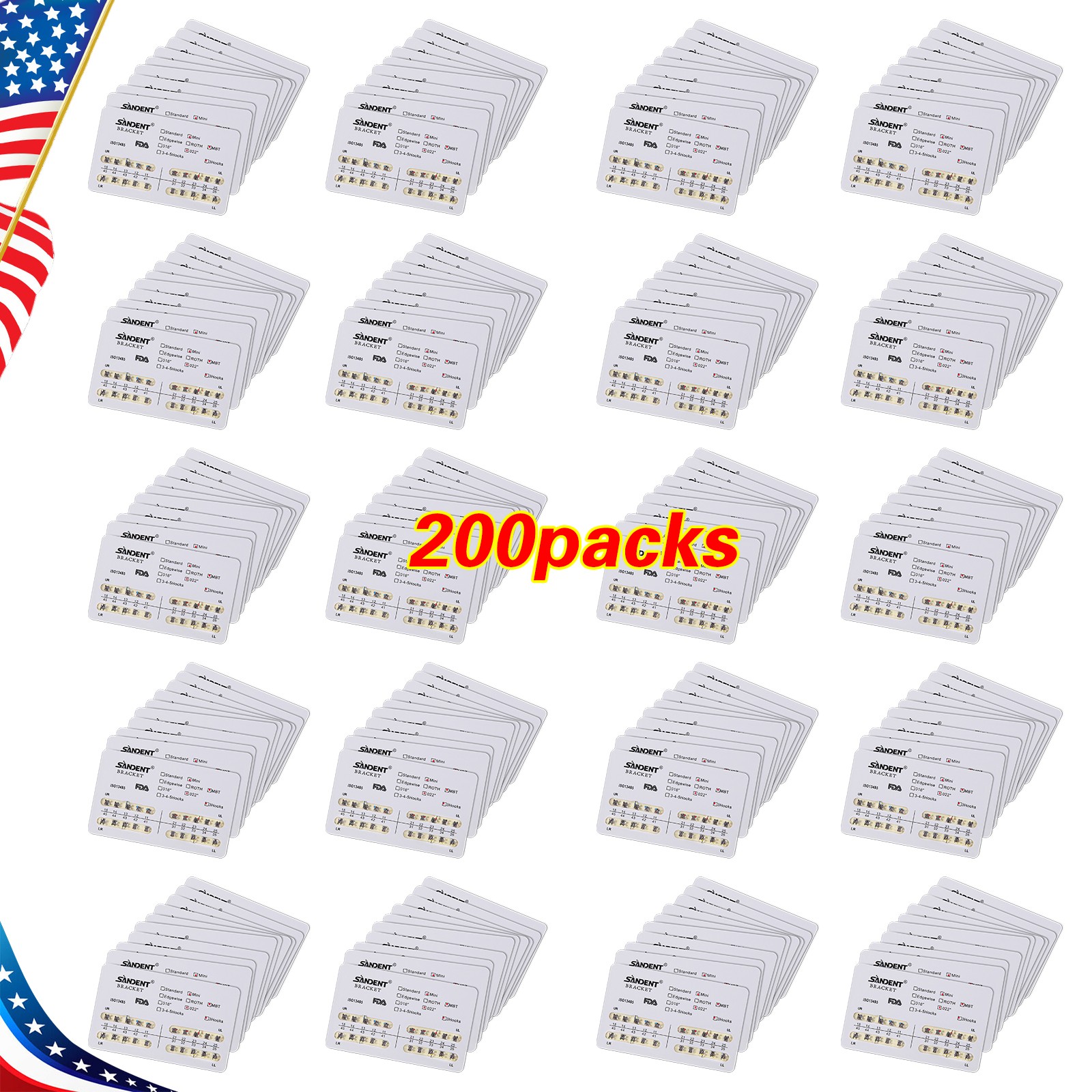 Dental Orthodontics Brackets Brace Mini MBT.022 Hooks 3 Metal 20pcs/pack SA