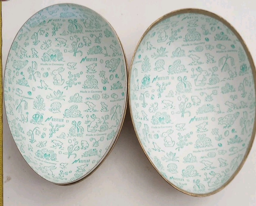 Vtg Paper Mache Decoupage 7" Easter Egg Candy Box Old World Nostalgic Fill