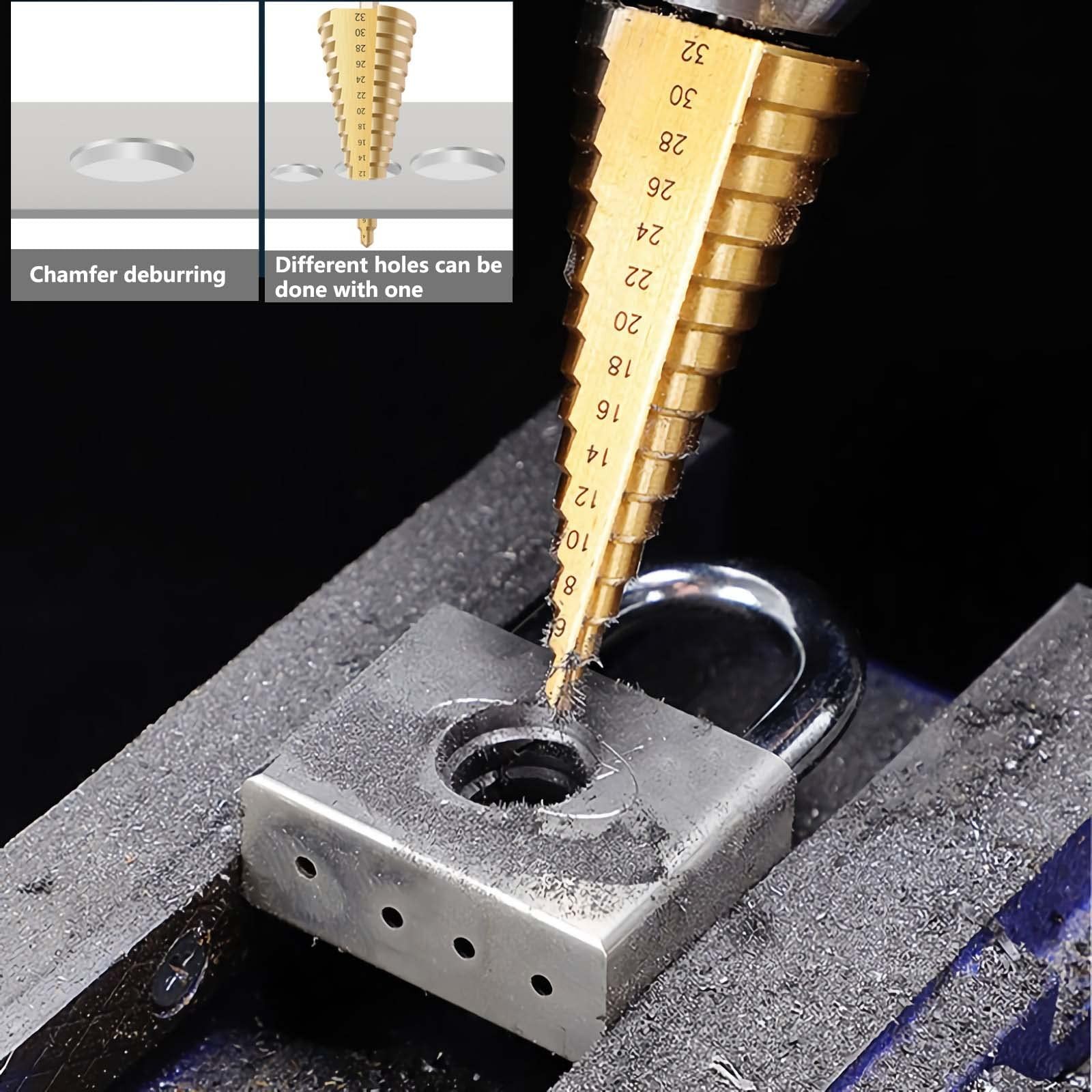 3pcs Metric Step Drill Bit, Hss Step Drill Bit Set High Speed Steel Step Bits...