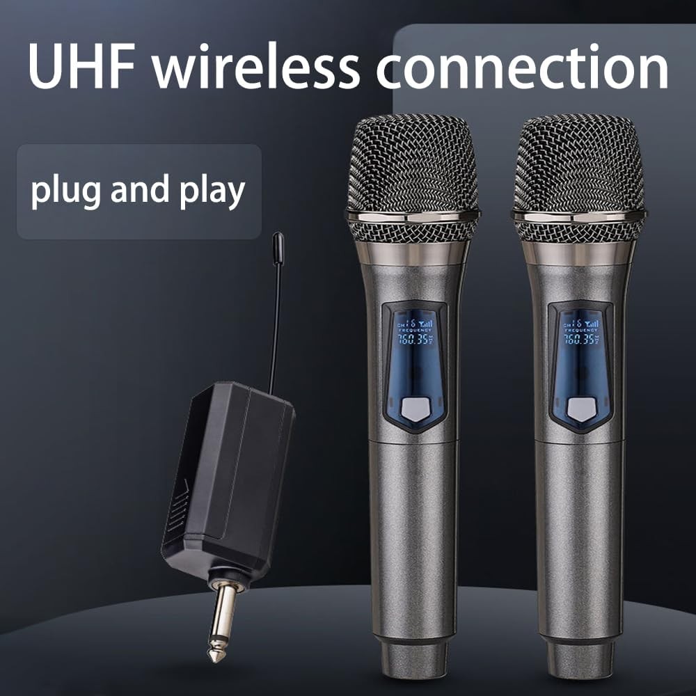 2x Professional Microphone System Handheld Mic Wireles Karaoke Speech w/Receiver