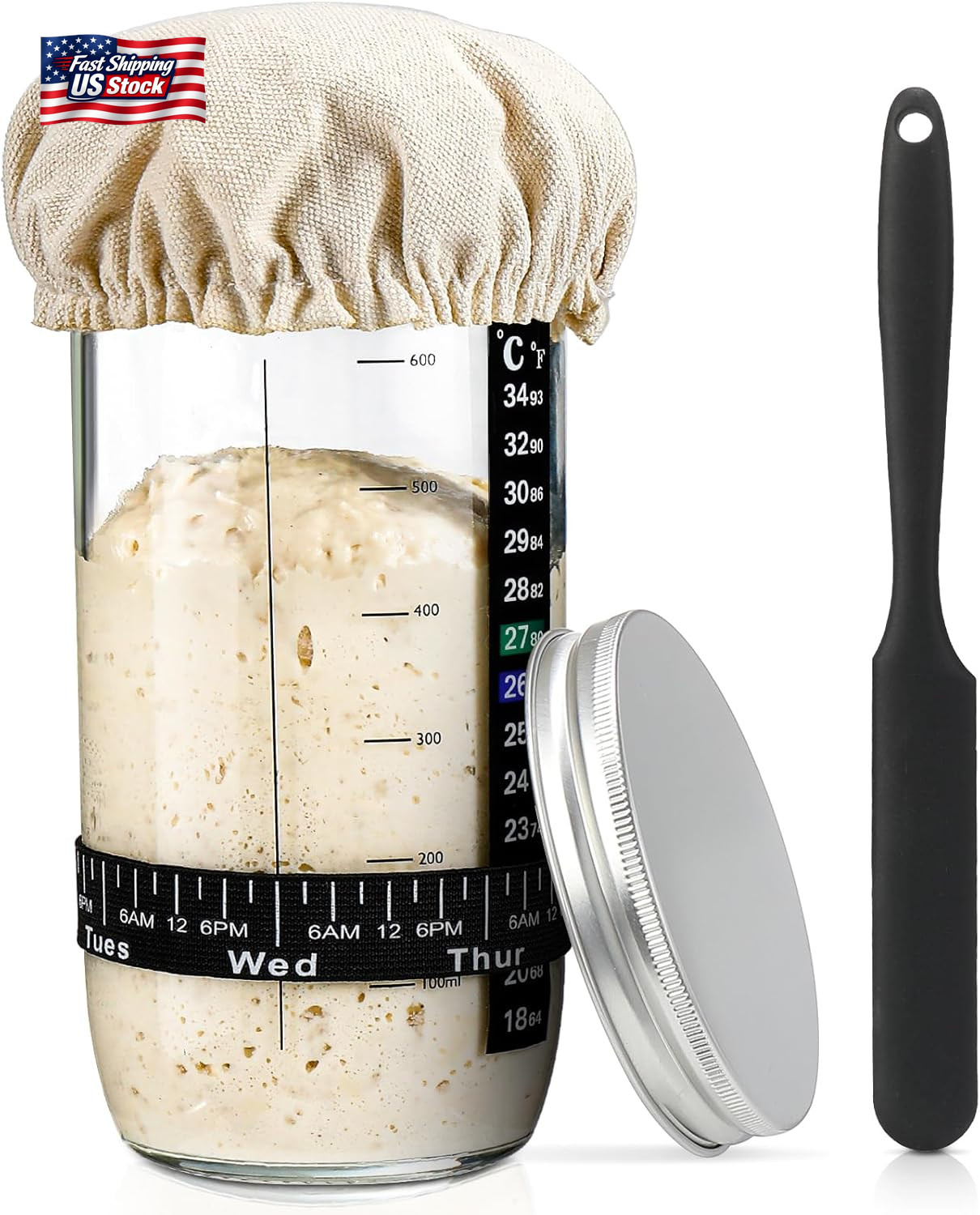 Sourdough Bread Baking Supplies,24 Oz Sourdough Starter Jar Glass, Sourdough Sta