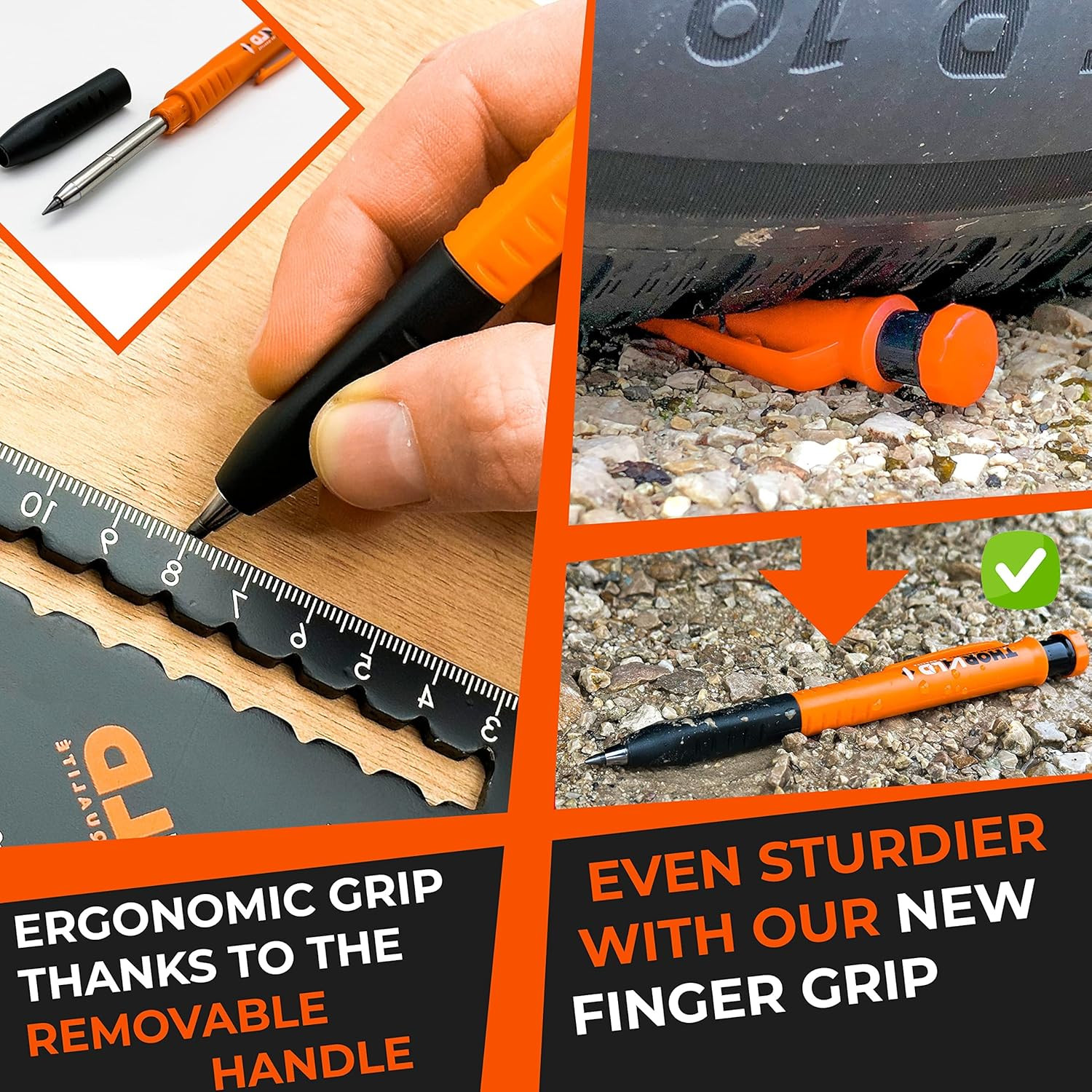 2 Carpenter Pencils Set for Construction - Incl. 38 Leads + Sharpener + Finger G
