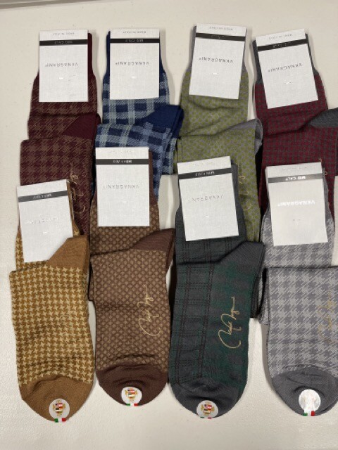 VK Nagrani Men's Premium Socks Mid Calf Gray Rust Burgundy Blue