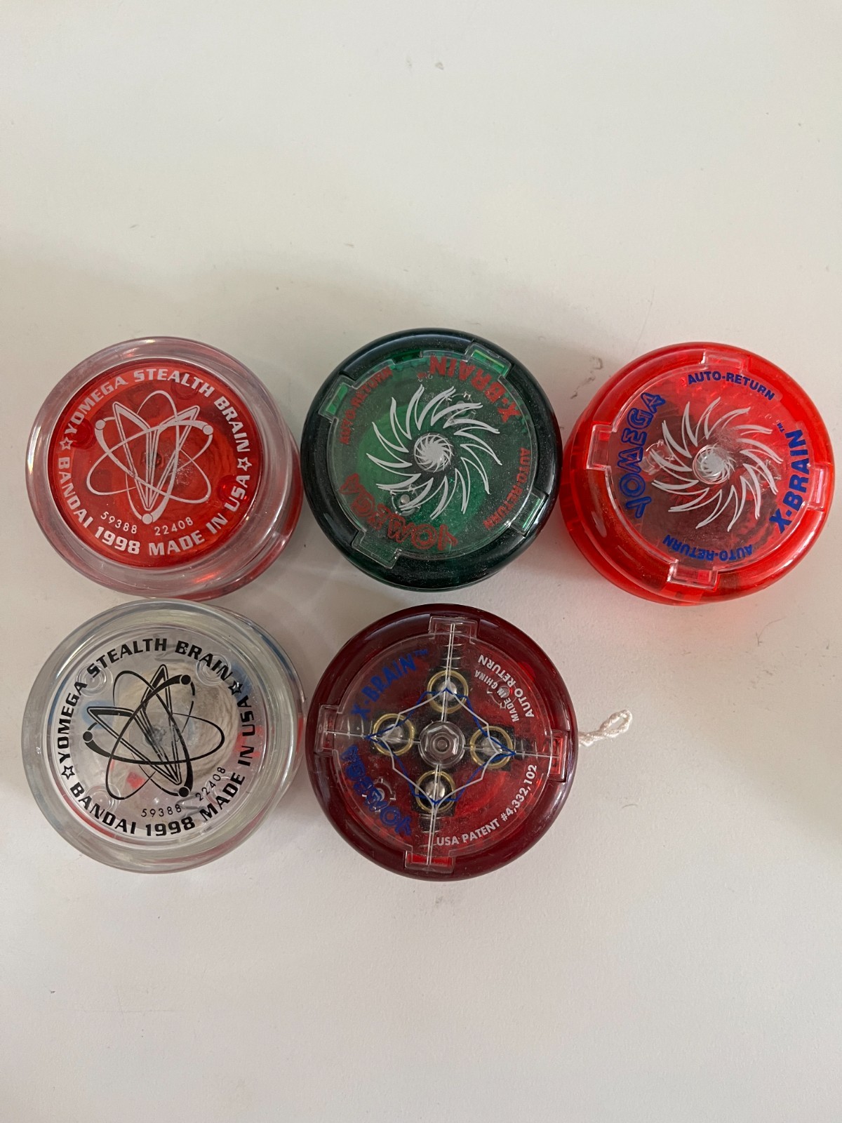 Vintage Lot of 5 Yomega/Bandai Stealth-Brain & X-Brain Yo-Yos