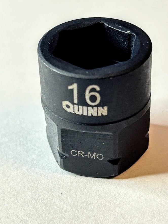Quinn 16 mm x 1/2"  Dr  Low Profile Impact Socket - 6 Point - Free USA Shipping