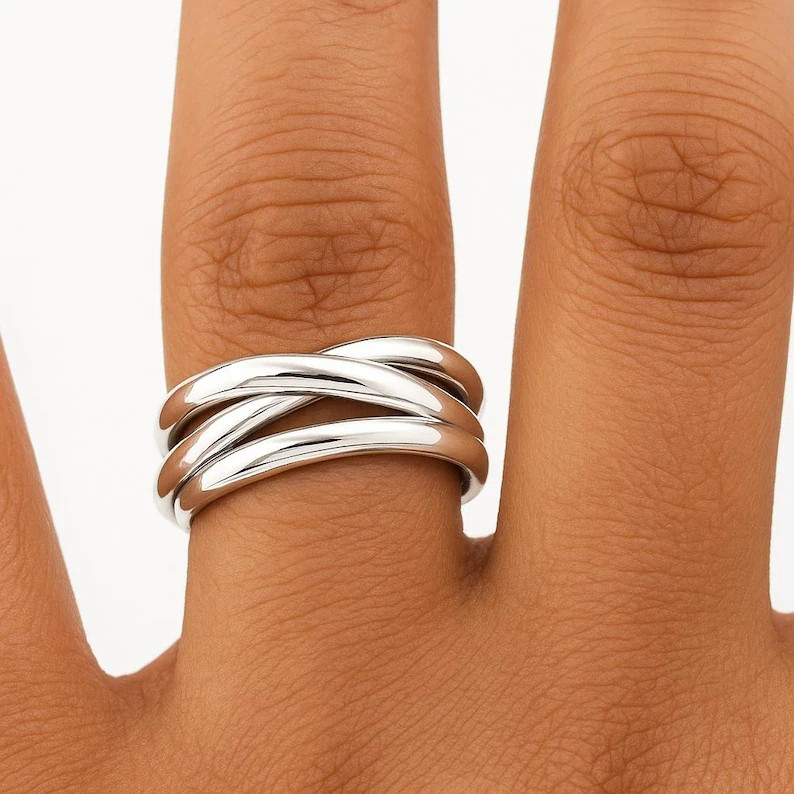 925 Sterling Silver Band Ring- Thick Thumb Ring for Women, Statement RinAll size
