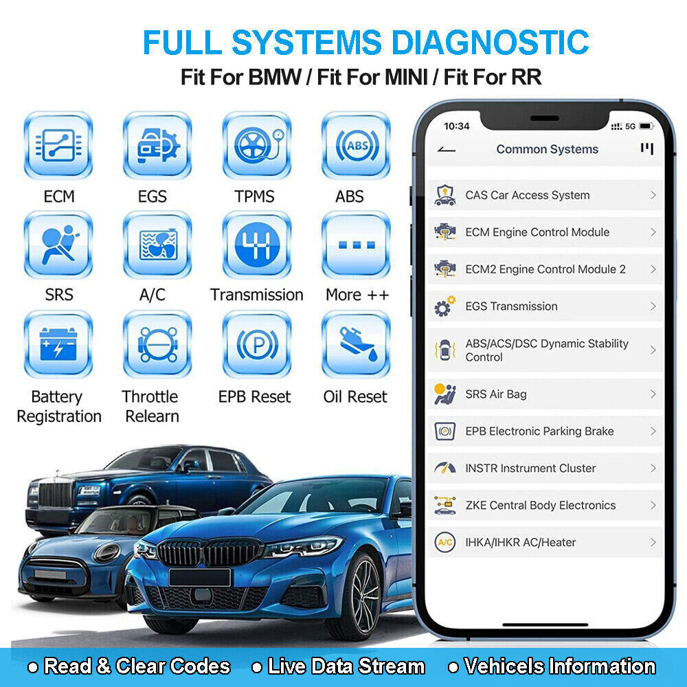ANCEL BD300 OBD2 Scanner Bluetooth Fit for BMW All System Code Reader Diagnostic