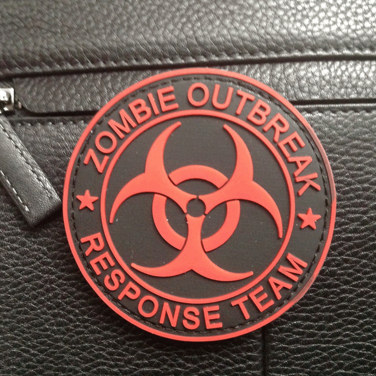 Red ZOMBIE HUNTER OUTBREAK RESPONSE TEAM PVC TACTICAL BIOHAZARD PATCH