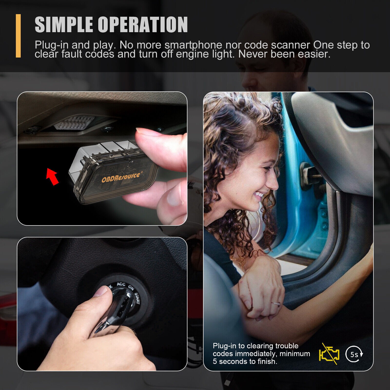 Car Auto Code Clearer Clear Turn-Off MIL Check Engine Light OBD2 Erase Code Scan