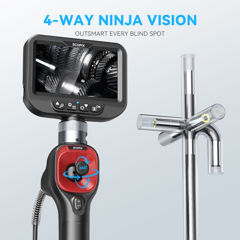 SCOPIX 4-Way 360° Articulating Borescope Endoscope with light Inspection Camera