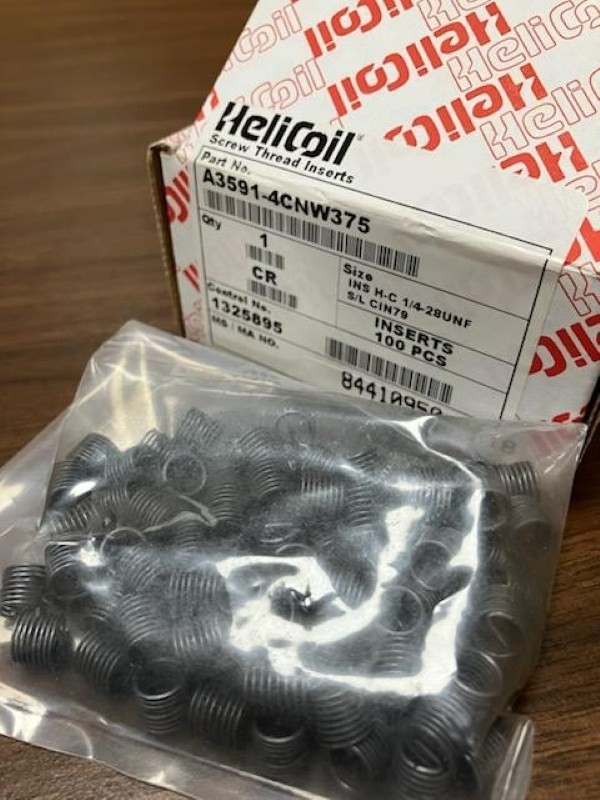 A3591-4CNW375 STANLEY HELICOIL INSERTS 1/4-28UNF X 3/8" 100 COUNT NEW IN BOX