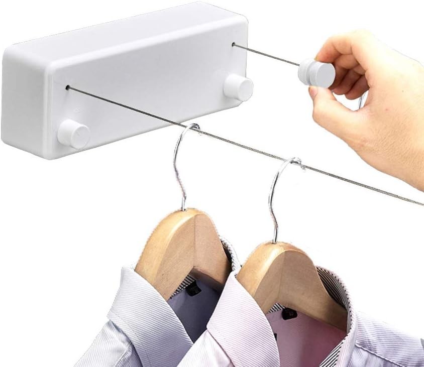 Tendedero De Ropa Retractil Plegable Portatil Para Exterior Interior Pared Acero